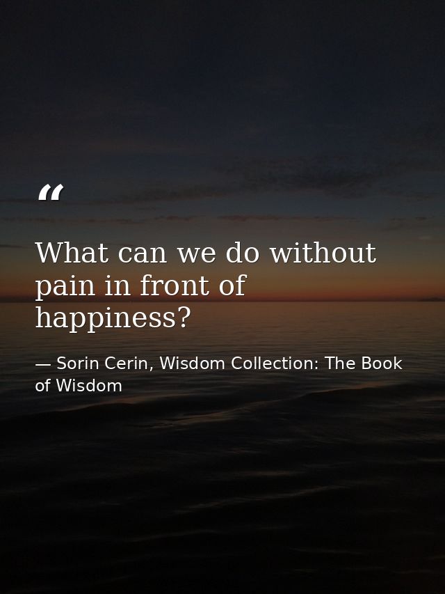 What can we do without pain in front of happiness? — Sorin Cerin, Wisdom Collection: The Book of Wisdom