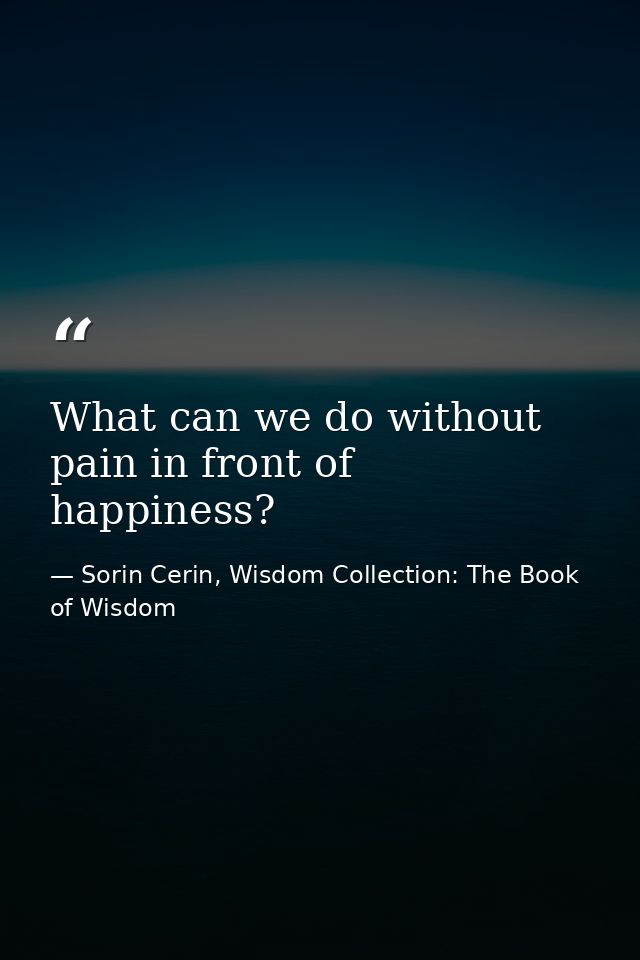 What can we do without pain in front of happiness? — Sorin Cerin, Wisdom Collection: The Book of Wisdom