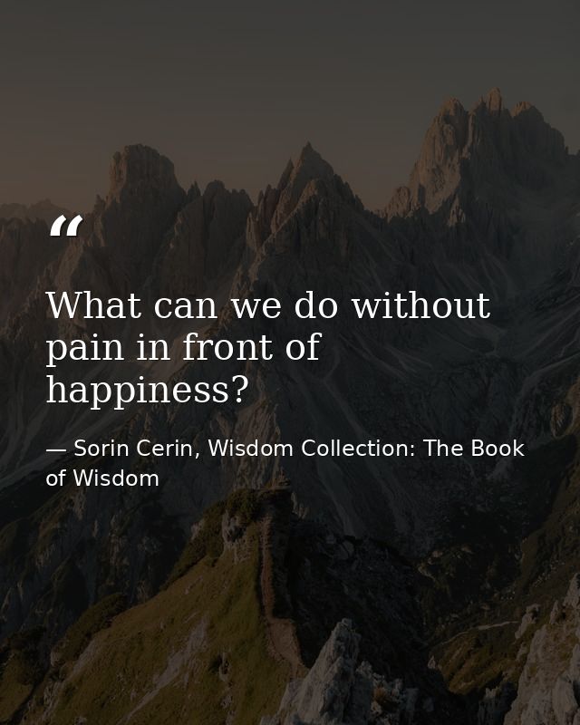 What can we do without pain in front of happiness? — Sorin Cerin, Wisdom Collection: The Book of Wisdom