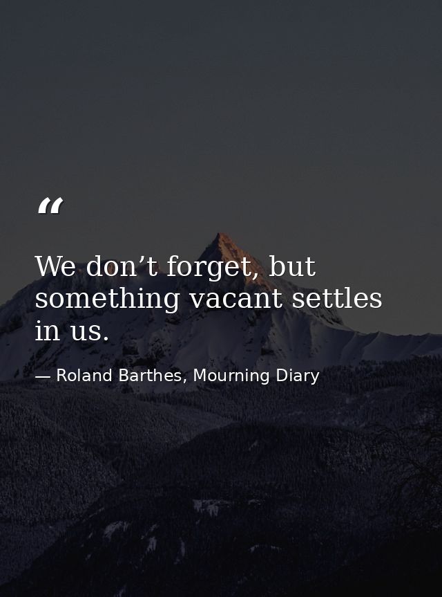 We don’t forget, but something vacant settles in us. — Roland Barthes, Mourning Diary