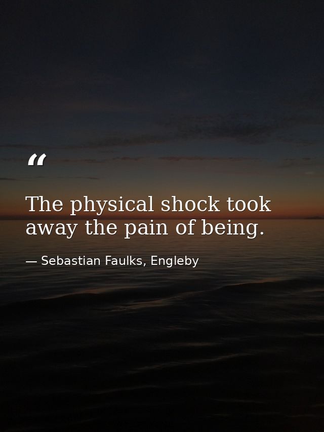 The physical shock took away the pain of being. — Sebastian Faulks, Engleby