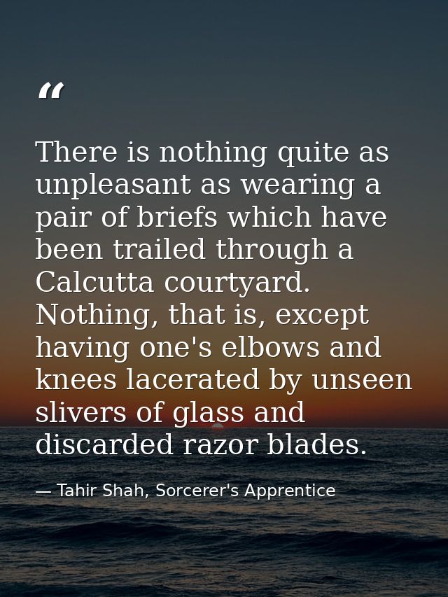 There is nothing quite as unpleasant as wearing a pair of briefs which have been trailed through a Calcutta courtyard. N — Tahir Shah, Sorcerer's Apprentice