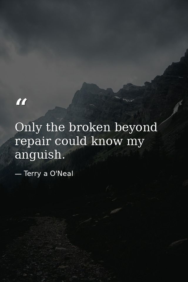 Only the broken beyond repair could know my anguish. — Terry a O'Neal