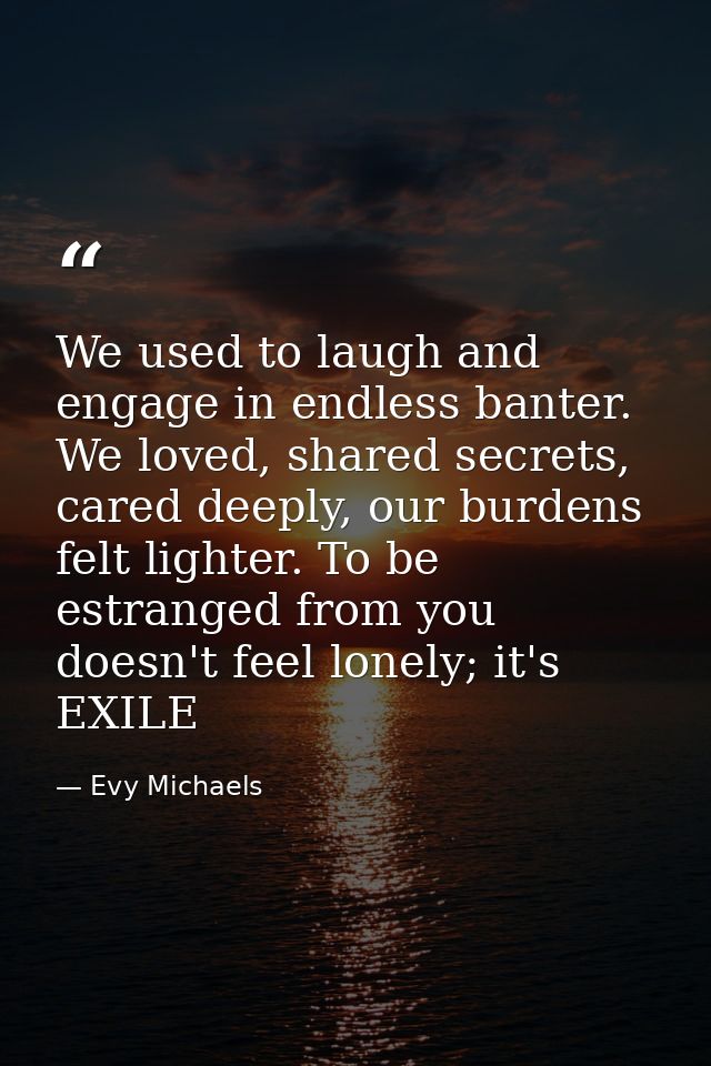 We used to laugh and engage in endless banter. We loved, shared secrets, cared deeply, our burdens felt lighter. To be e — Evy Michaels