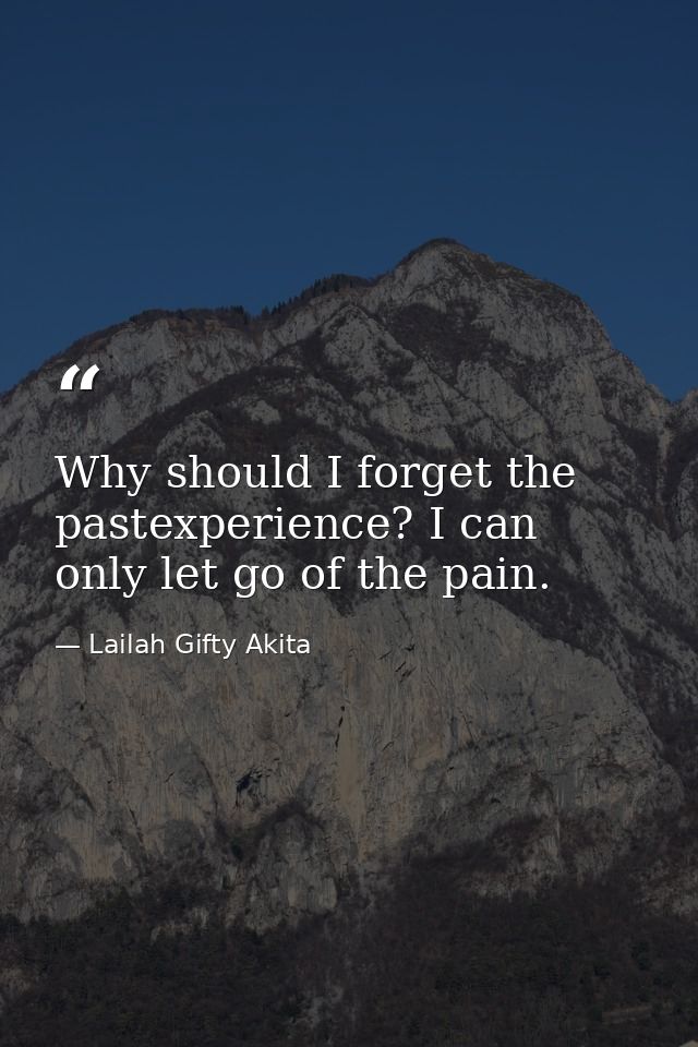 Why should I forget the pastexperience? I can only let go of the pain. — Lailah Gifty Akita