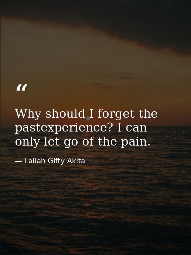 Why should I forget the pastexperience? I can only let go of the pain. — Lailah Gifty Akita