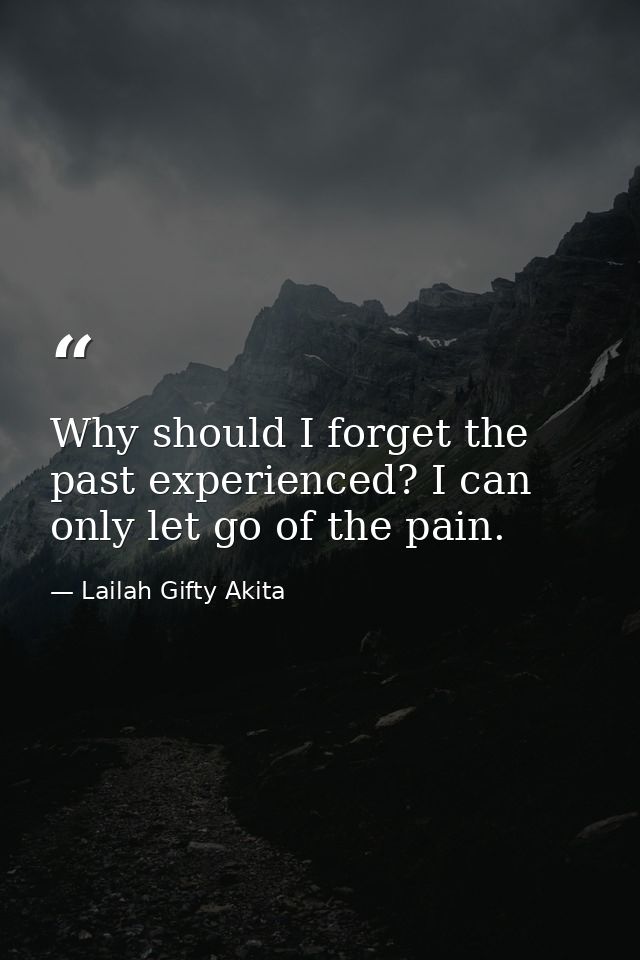 Why should I forget the past experienced? I can only let go of the pain. — Lailah Gifty Akita