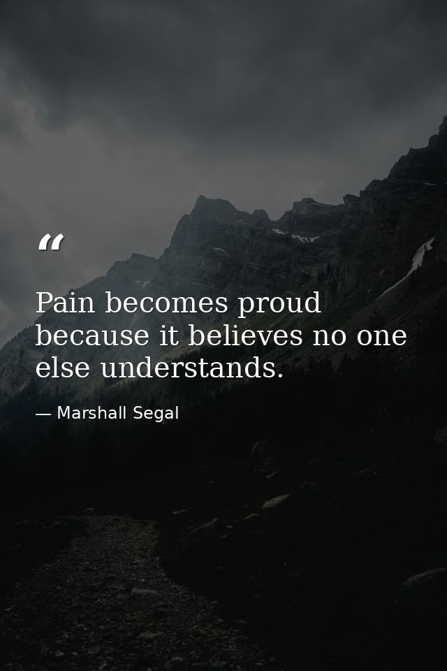 Pain becomes proud because it believes no one else understands. — Marshall Segal