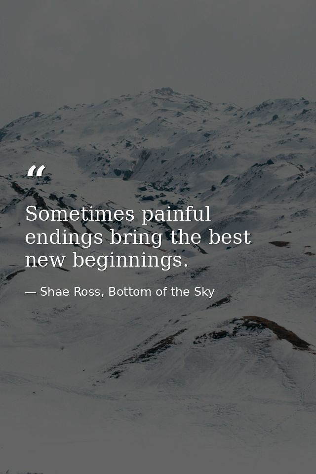 Sometimes painful endings bring the best new beginnings. — Shae Ross, Bottom of the Sky