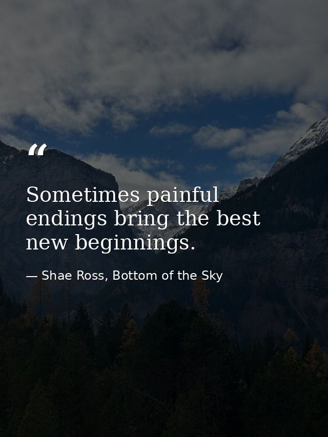 Sometimes painful endings bring the best new beginnings. — Shae Ross, Bottom of the Sky