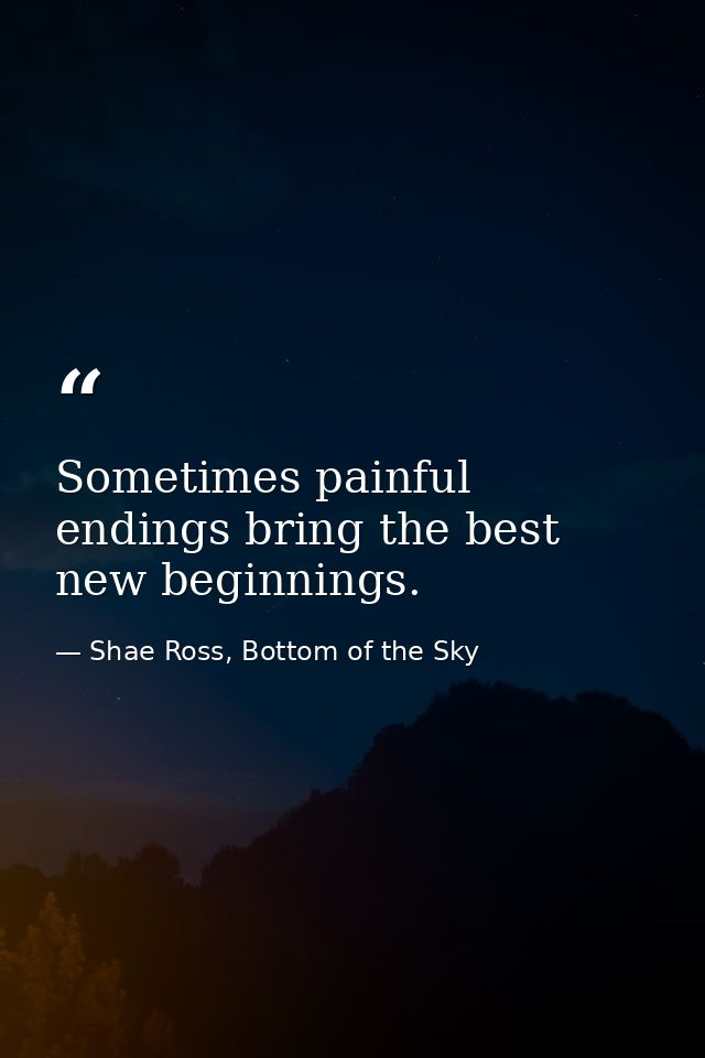 Sometimes painful endings bring the best new beginnings. — Shae Ross, Bottom of the Sky