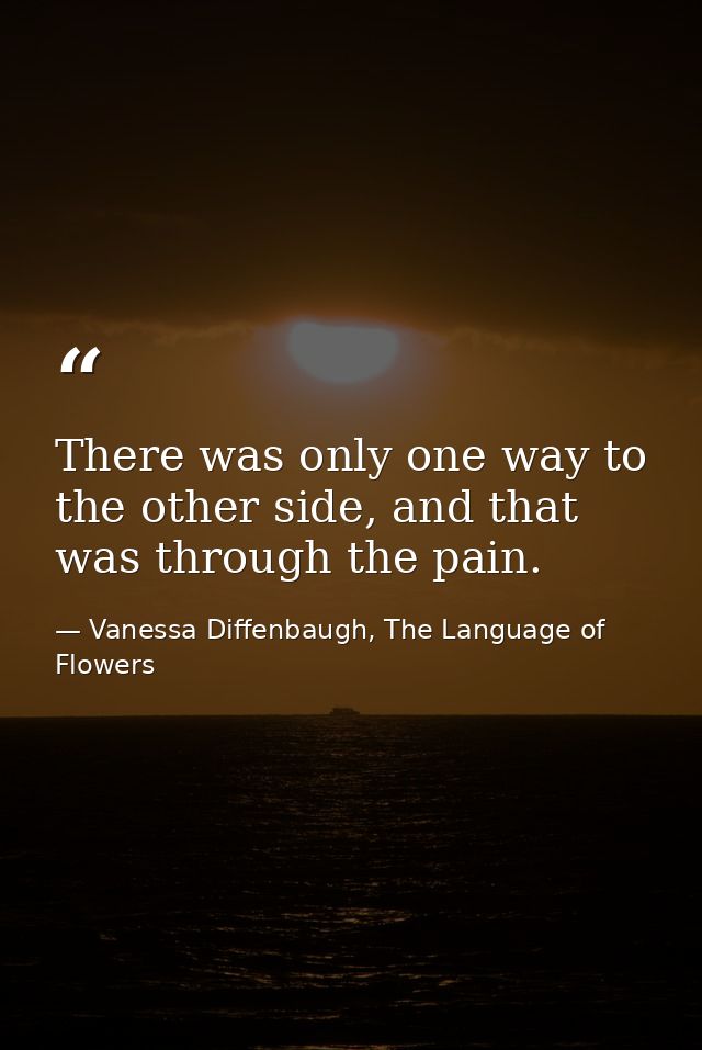 There was only one way to the other side, and that was through the pain. — Vanessa Diffenbaugh, The Language of Flowers