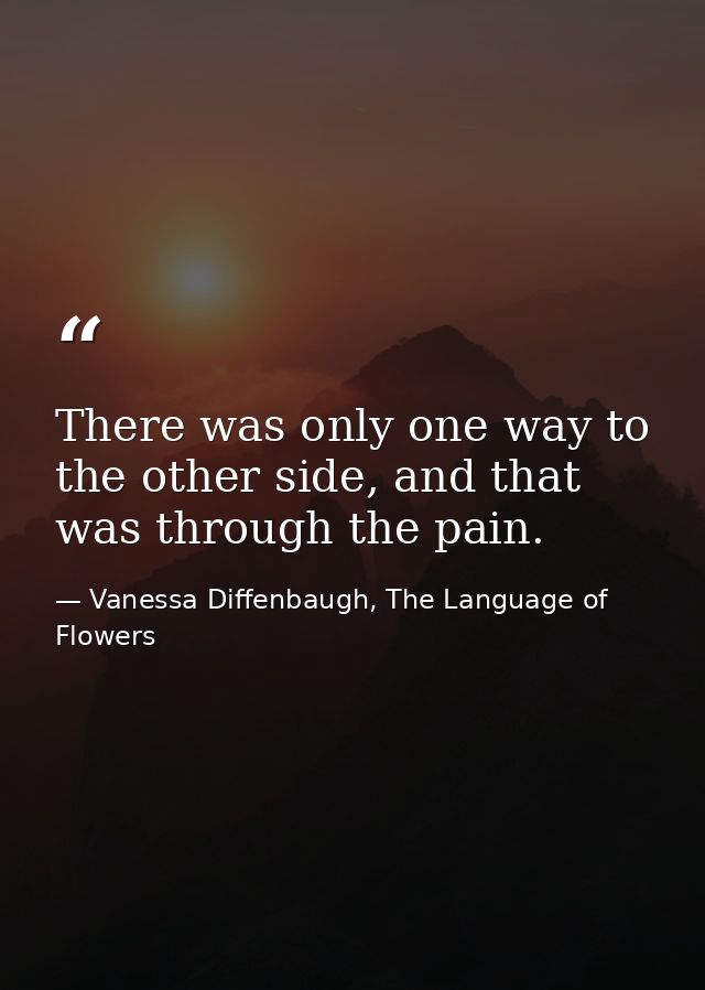 There was only one way to the other side, and that was through the pain. — Vanessa Diffenbaugh, The Language of Flowers