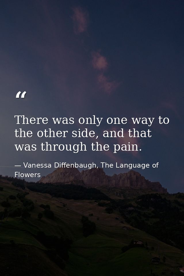 There was only one way to the other side, and that was through the pain. — Vanessa Diffenbaugh, The Language of Flowers