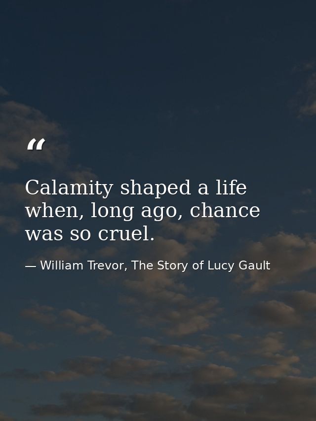 Calamity shaped a life when, long ago, chance was so cruel. — William Trevor, The Story of Lucy Gault