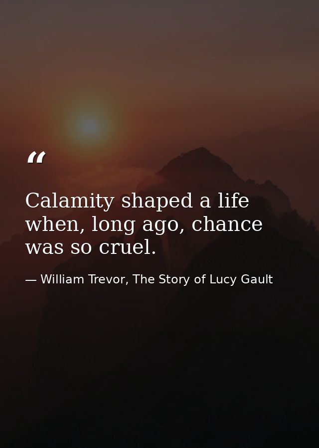 Calamity shaped a life when, long ago, chance was so cruel. — William Trevor, The Story of Lucy Gault