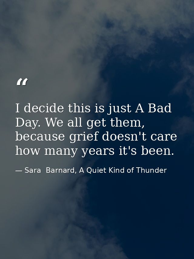 I decide this is just A Bad Day. We all get them, because grief doesn't care how many years it's been. — Sara  Barnard, A Quiet Kind of Thunder