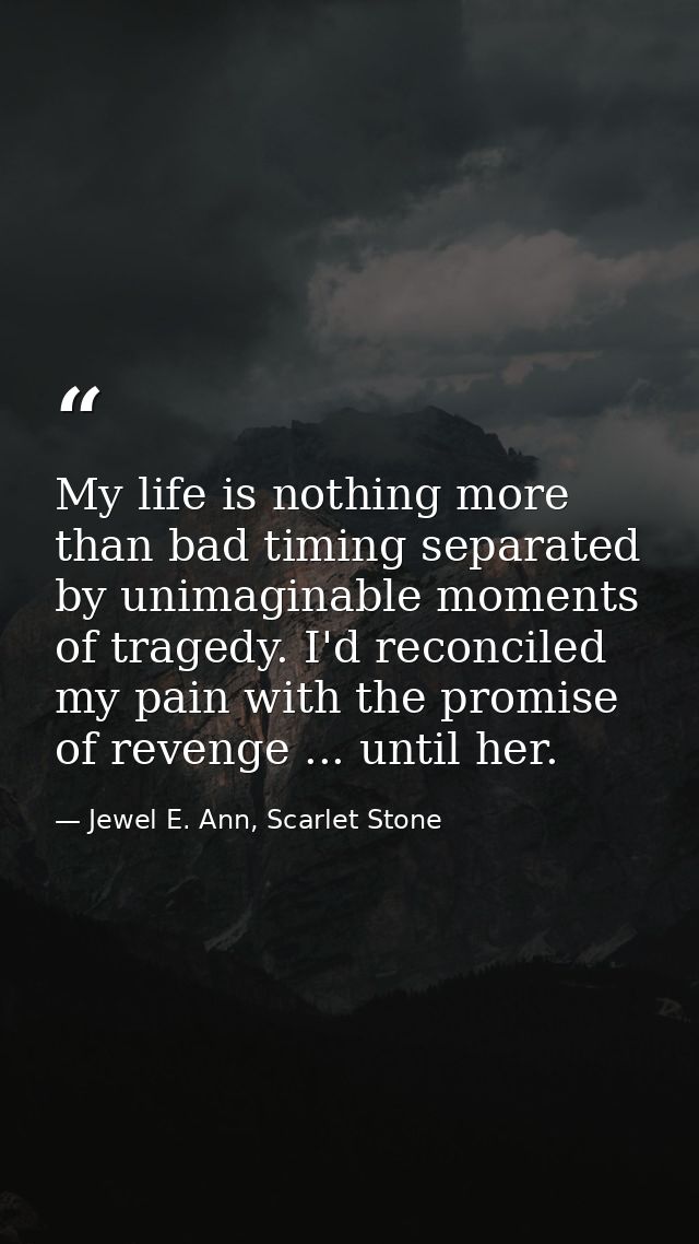 My life is nothing more than bad timing separated by unimaginable moments of tragedy. I'd reconciled my pain with the pr — Jewel E. Ann, Scarlet Stone