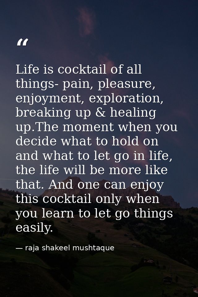 Life is cocktail of all things- pain, pleasure, enjoyment, exploration, breaking up & healing up.The moment when you dec — raja shakeel mushtaque