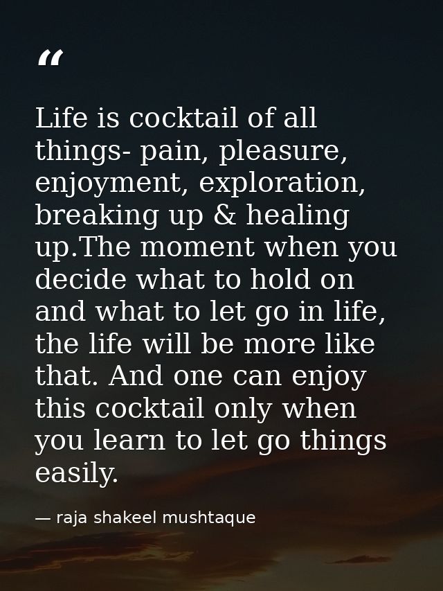 Life is cocktail of all things- pain, pleasure, enjoyment, exploration, breaking up & healing up.The moment when you dec — raja shakeel mushtaque