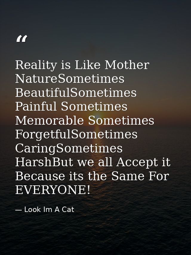 Reality is Like Mother NatureSometimes BeautifulSometimes Painful Sometimes Memorable Sometimes ForgetfulSometimes Carin — Look Im A Cat