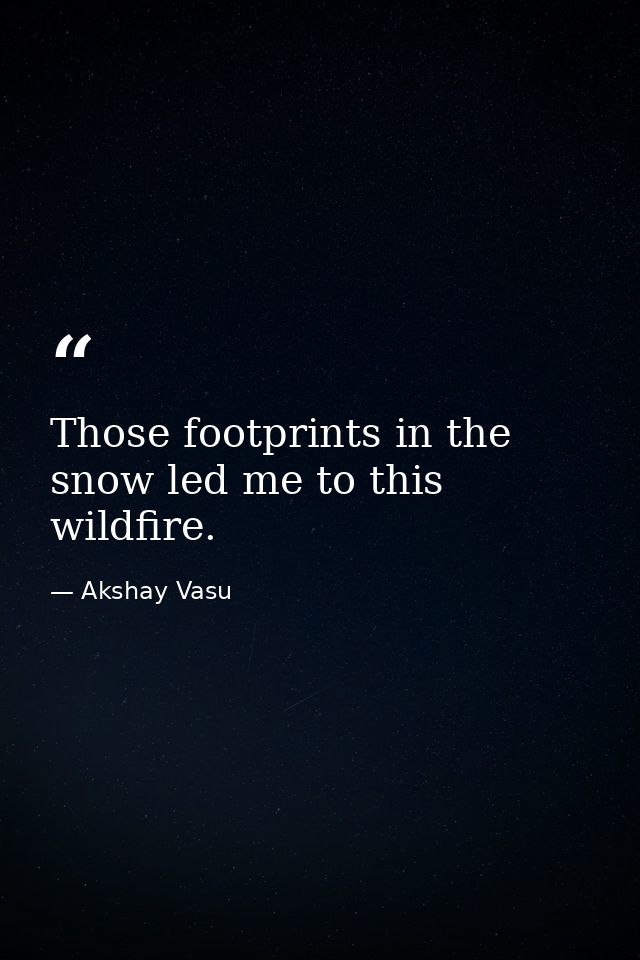 Those footprints in the snow led me to this wildfire. — Akshay Vasu