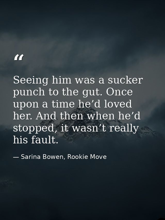 Seeing him was a sucker punch to the gut. Once upon a time he’d loved her. And then when he’d stopped, it wasn’t really  — Sarina Bowen, Rookie Move