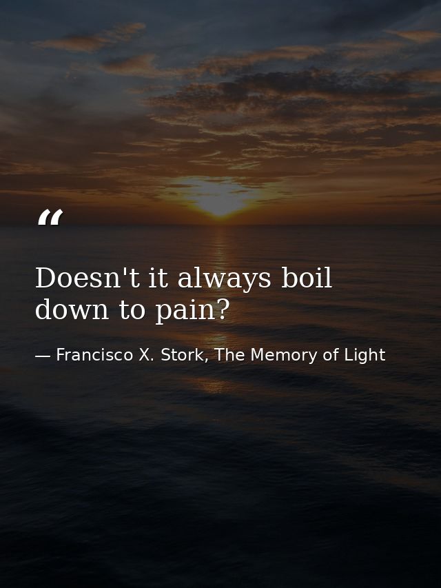 Doesn't it always boil down to pain? — Francisco X. Stork, The Memory of Light