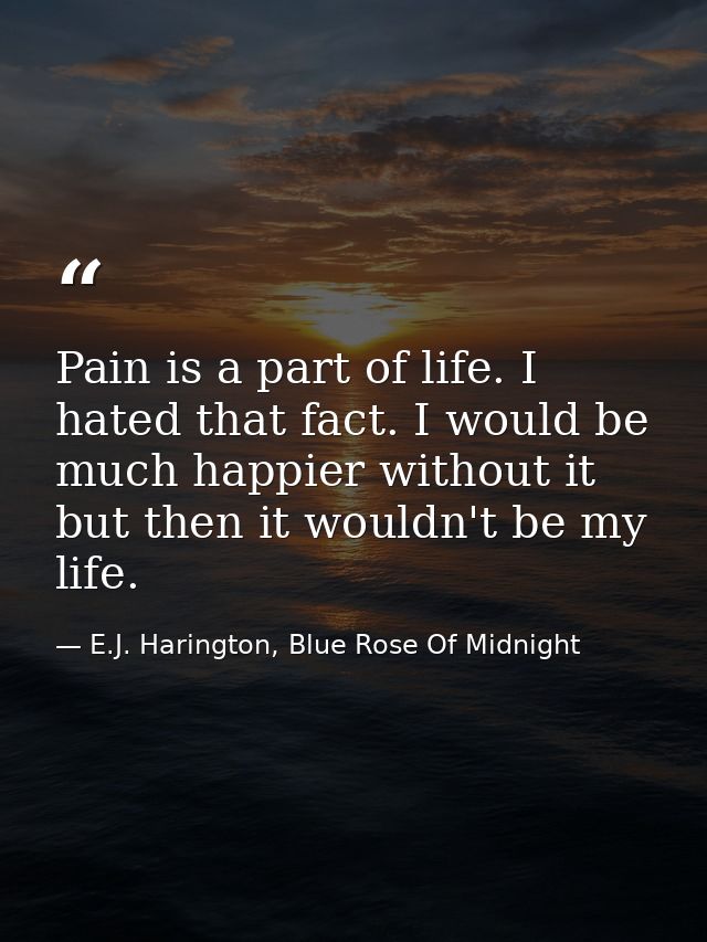 Pain is a part of life. I hated that fact. I would be much happier without it but then it wouldn't be my life. — E.J. Harington, Blue Rose Of Midnight