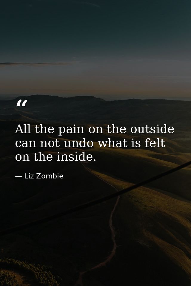 All the pain on the outside can not undo what is felt on the inside. — Liz Zombie