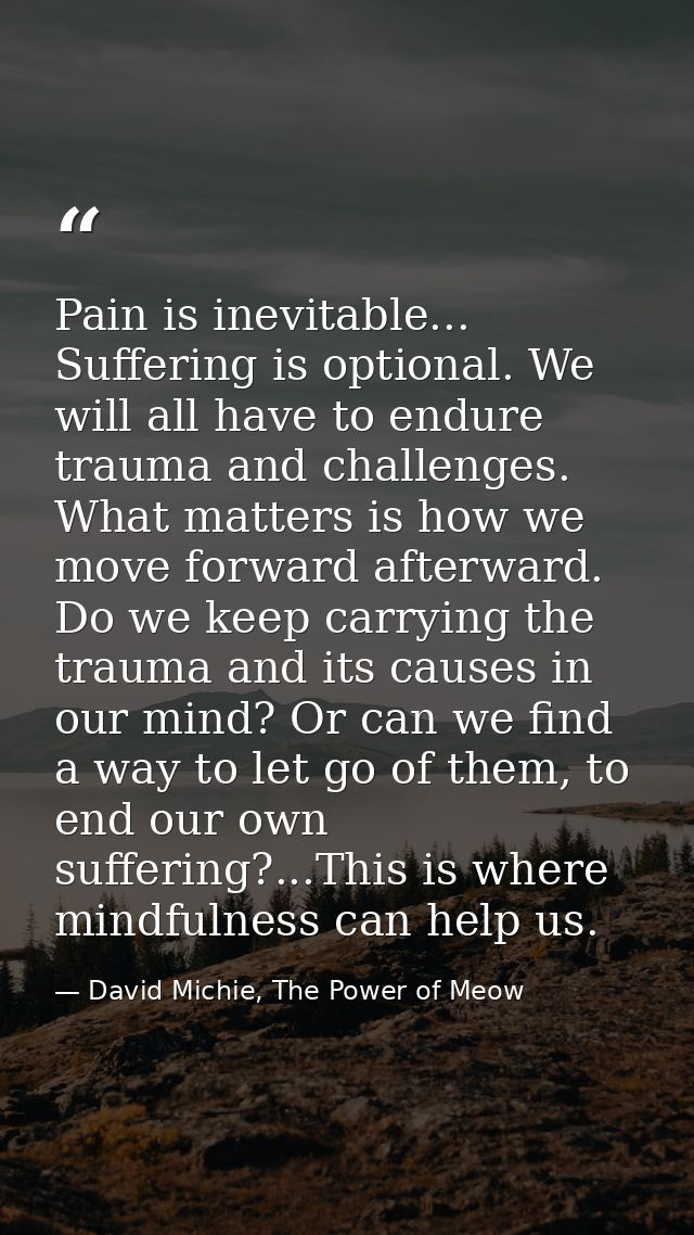 Pain is inevitable... Suffering is optional. We will all have to endure trauma and challenges. What matters is how we mo — David Michie, The Power of Meow