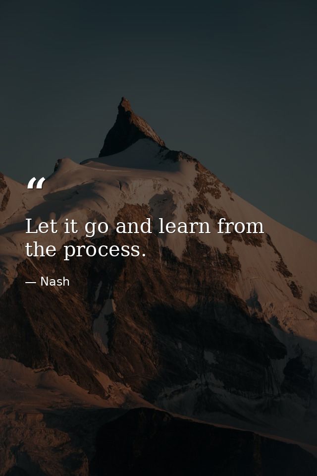 Let it go and learn from the process. — Nash