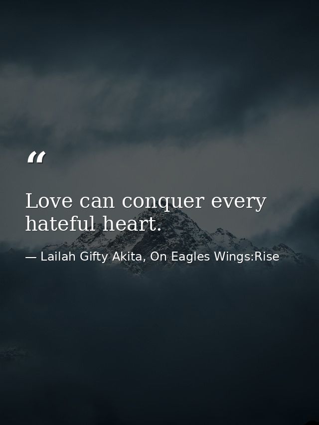 Love can conquer every hateful heart. — Lailah Gifty Akita, On Eagles Wings:Rise