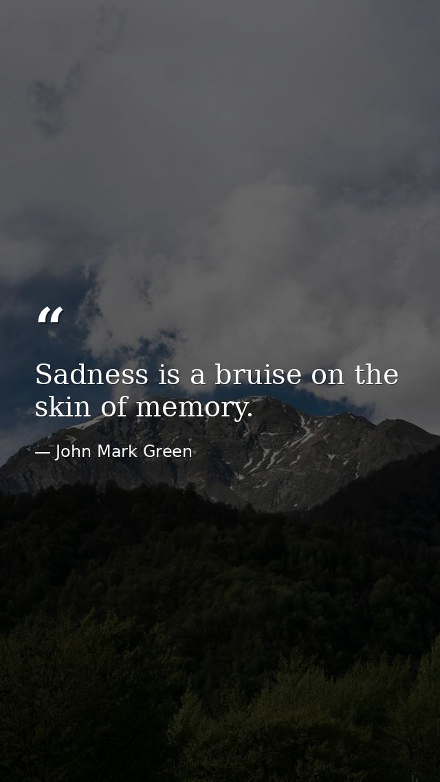 Sadness is a bruise on the skin of memory. — John Mark Green