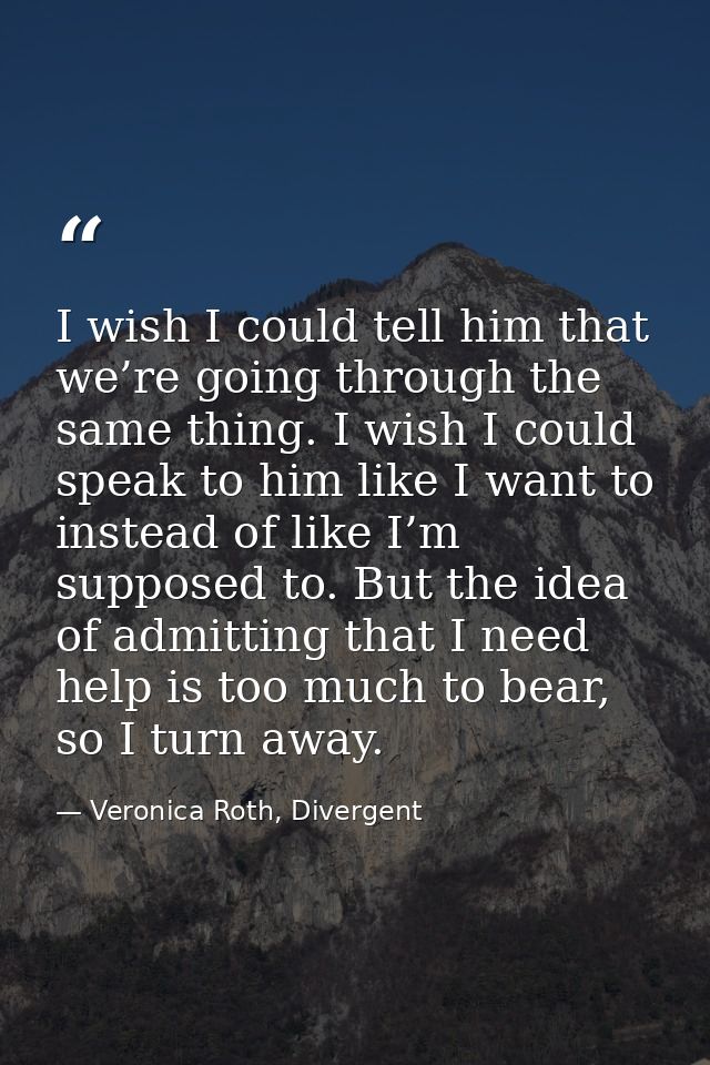 I wish I could tell him that we’re going through the same thing. I wish I could speak to him like I want to instead of l — Veronica Roth, Divergent