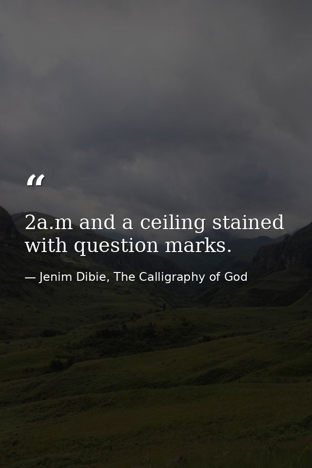 2a.m and a ceiling stained with question marks. — Jenim Dibie, The Calligraphy of God
