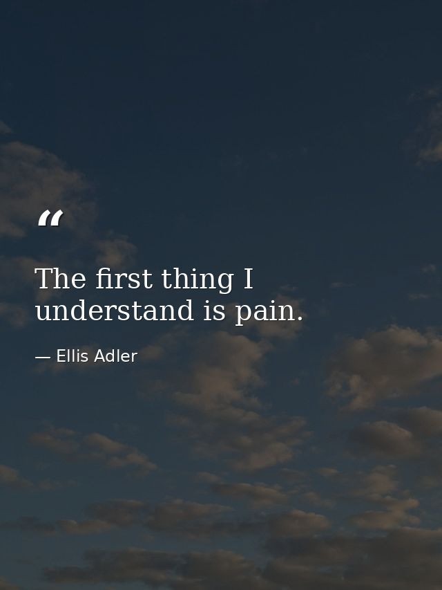 The first thing I understand is pain. — Ellis Adler