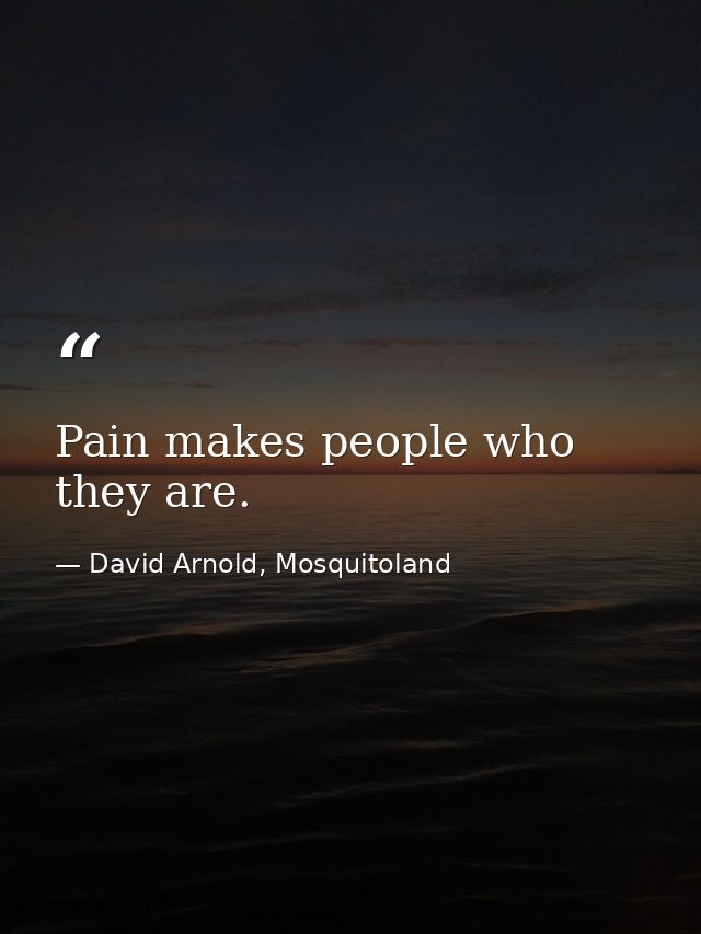 Pain makes people who they are. — David Arnold, Mosquitoland