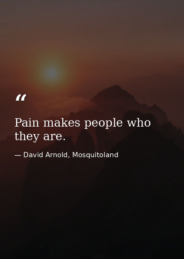 Pain makes people who they are. — David Arnold, Mosquitoland