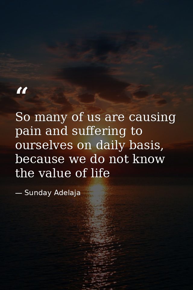So many of us are causing pain and suffering to ourselves on daily basis, because we do not know the value of life — Sunday Adelaja