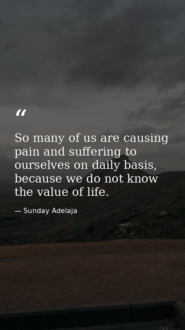 So many of us are causing pain and suffering to ourselves on daily basis, because we do not know the value of life. — Sunday Adelaja
