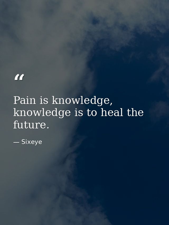 Pain is knowledge, knowledge is to heal the future. — Sixeye