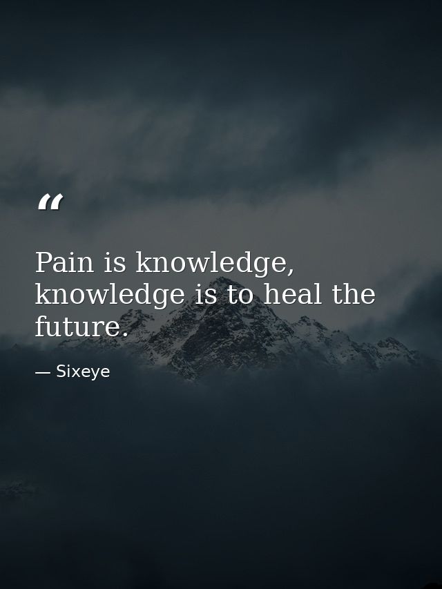 Pain is knowledge, knowledge is to heal the future. — Sixeye