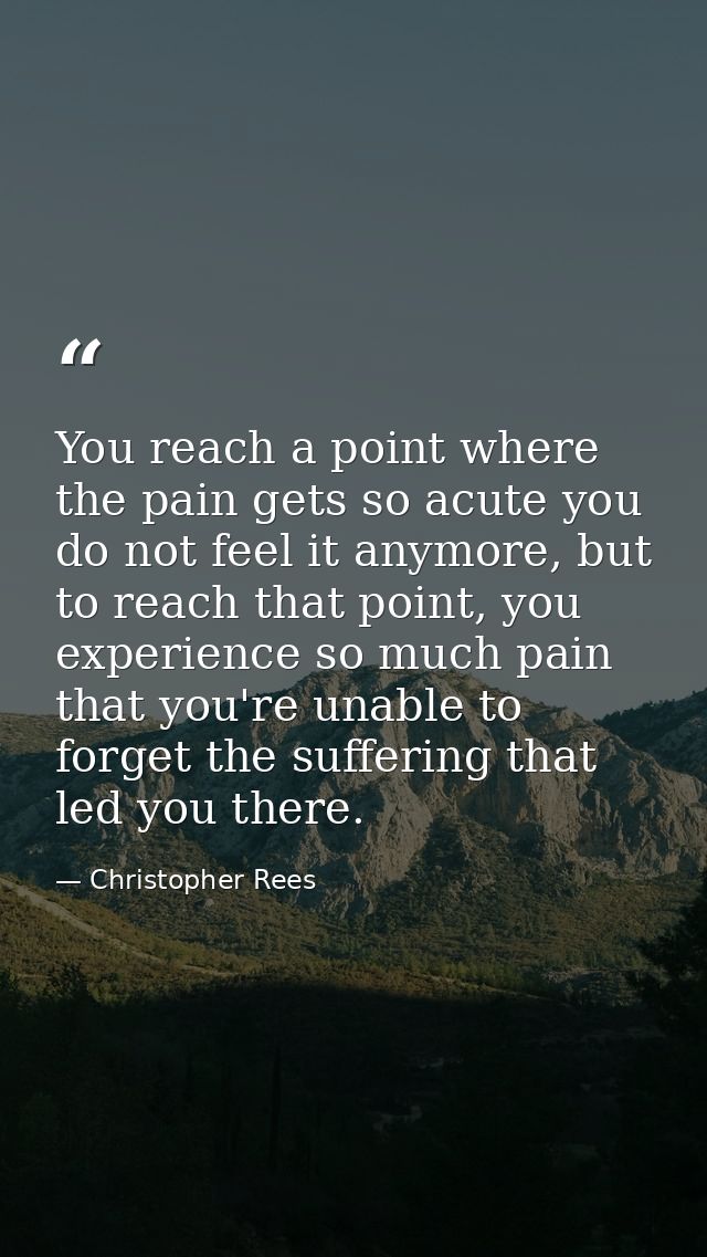 You reach a point where the pain gets so acute you do not feel it anymore, but to reach that point, you experience so mu — Christopher Rees