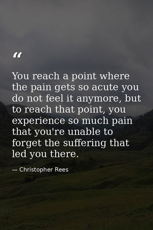 You reach a point where the pain gets so acute you do not feel it anymore, but to reach that point, you experience so mu — Christopher Rees