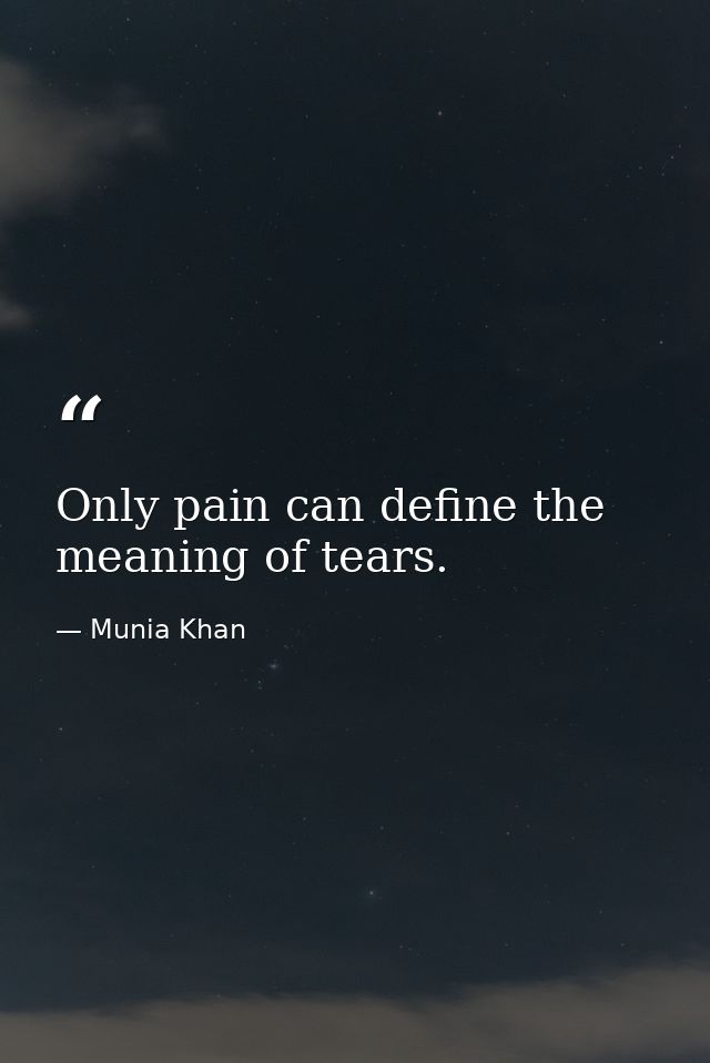 Only pain can define the meaning of tears. — Munia Khan