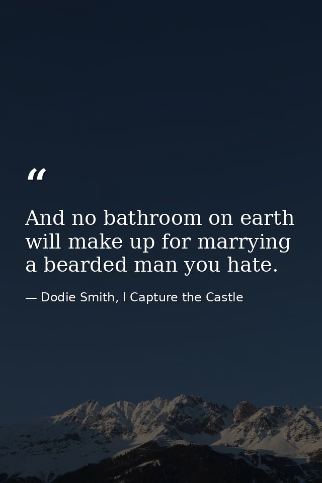 And no bathroom on earth will make up for marrying a bearded man you hate. — Dodie Smith, I Capture the Castle