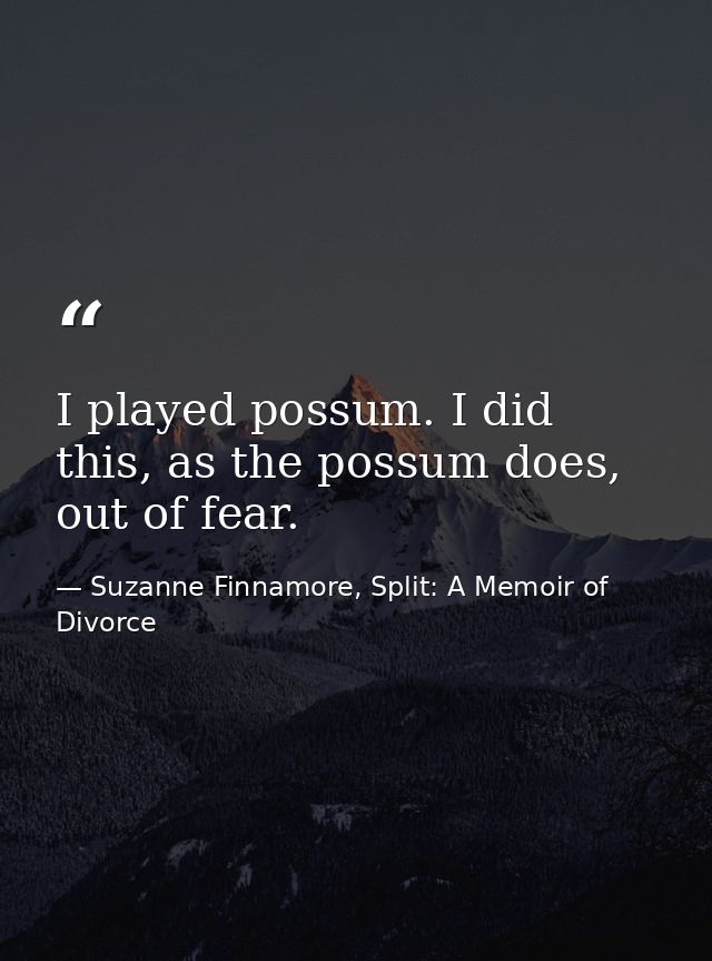 I played possum. I did this, as the possum does, out of fear. — Suzanne Finnamore, Split: A Memoir of Divorce