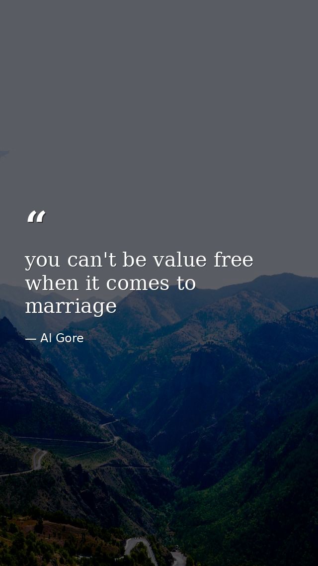 you can't be value free when it comes to marriage — Al Gore