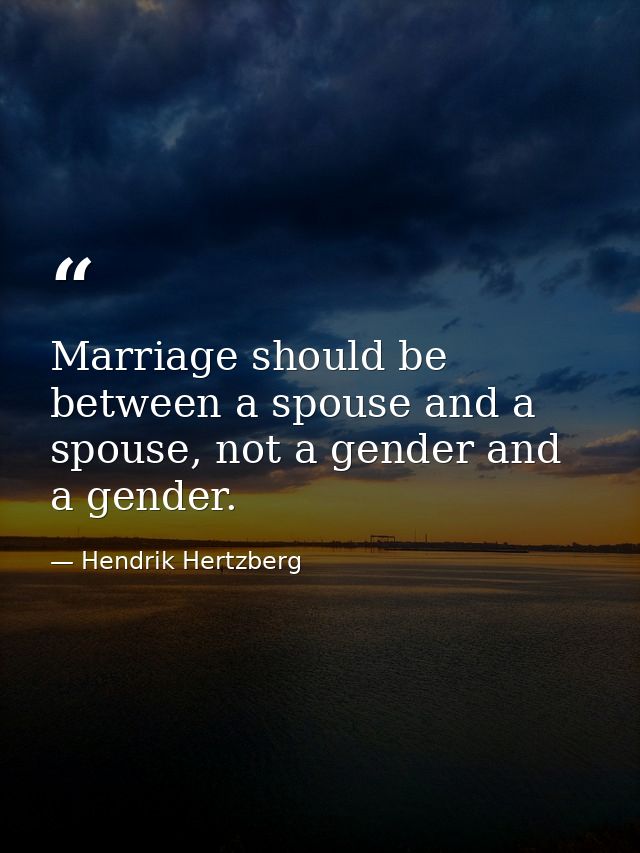 Marriage should be between a spouse and a spouse, not a gender and a gender. — Hendrik Hertzberg